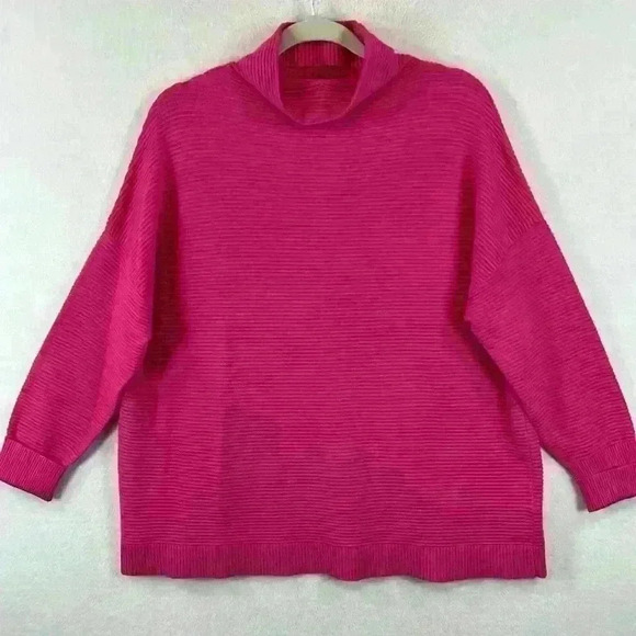 Chelsea & Theodore Women's Sweater Size L Pink Mock Neck Oversized - Picture 1 of 8